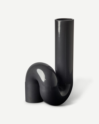 Vase Yourtube black, Black, medium