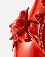 vase 3D birds orange, Orange, small