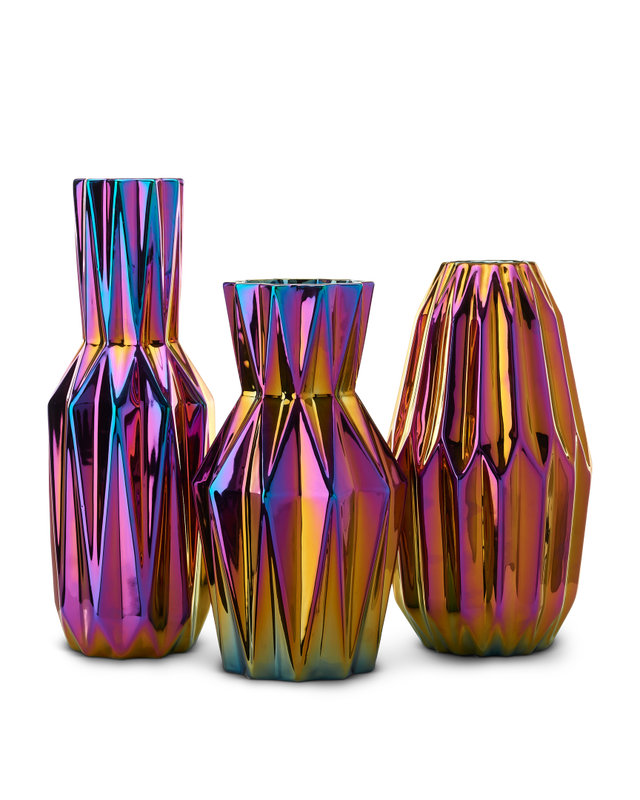 Vase Oily folds L, Multi-colour, large