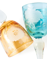 Wine glass peony multicolour set 6, Multi-colour, small