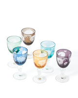 Wine glass peony multicolour set 6, Multi-colour, small