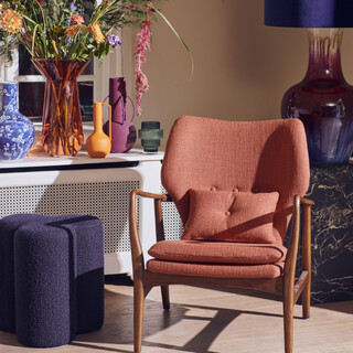 Stool Clover boucle blue, Dark blue, medium