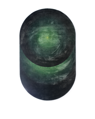 carpet optical oval green, Dark green, medium