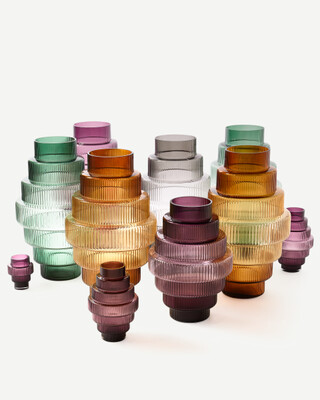 Vase Steps dk. green XXL, Dark green, medium
