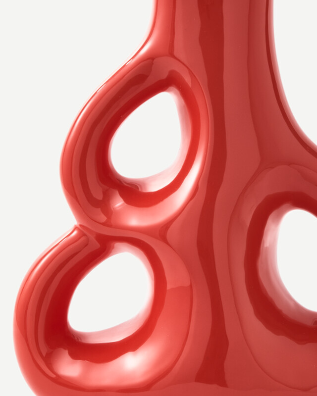 vase three ears yellow L / H50,5 cm, Coral red, pdp