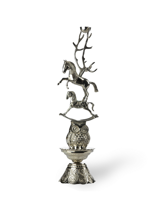 Horse candle stand, Silver, large