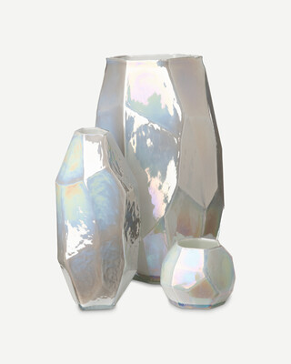 Candle holder graphic luster white, White, medium