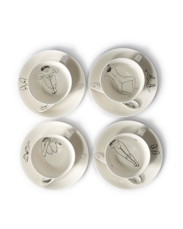 Undressed teaset set 4, White, large