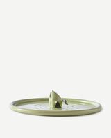 plate diving duck pink, Green grey, small