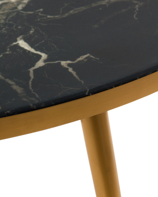 Coffee table marble look black gold feet, Black, medium