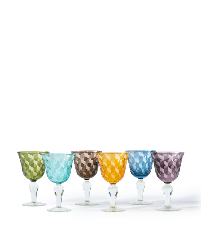 Wine glass blocks multicolour set 6, Multi-colour, large