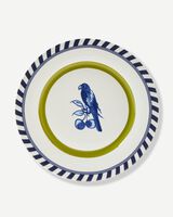 plates bird patterned orange set 2, Dark green, small