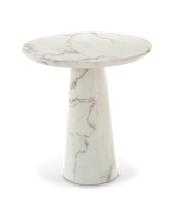 Table disc marble look white, White, small