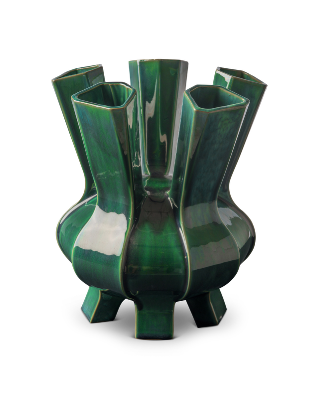 Vase Puyi green, Dark green, large