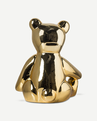 Moneybox Teddy gold, Gold, medium
