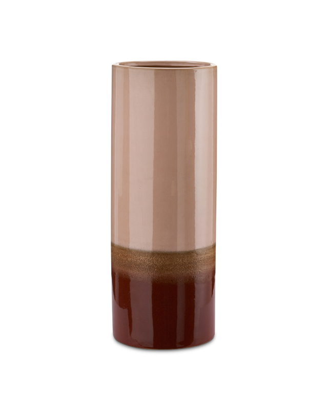 Vase Layers green grey, Light pink, large