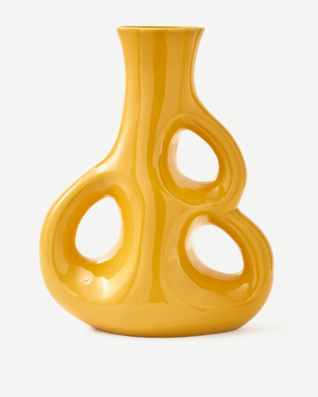 vase three ears yellow L / H50,5 cm, Yellow, pdp