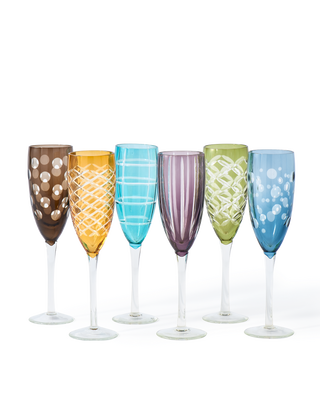 Champagne cuttings multicolour set 6, Multi-colour, medium