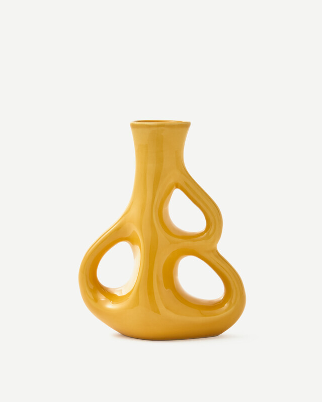 vase three ears yellow S / H21 cm, Yellow, pdp