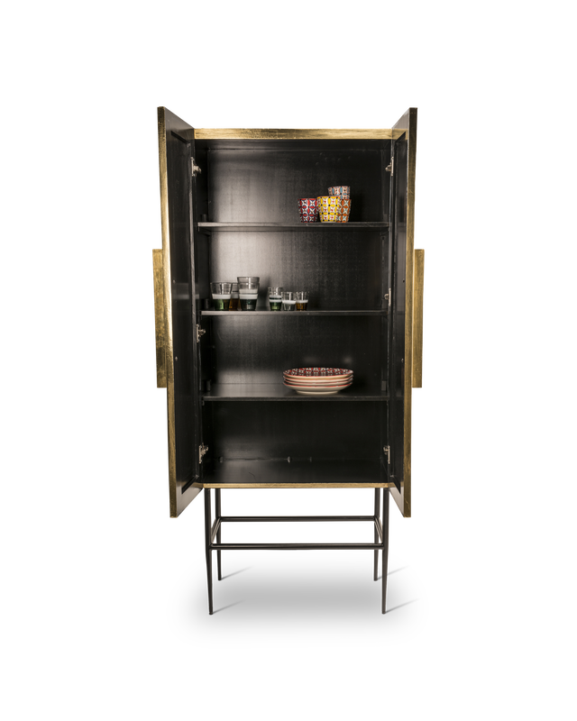Cabinet Ribbel gold tall, Gold, large