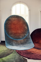 carpet optical oval green, Rust red, small
