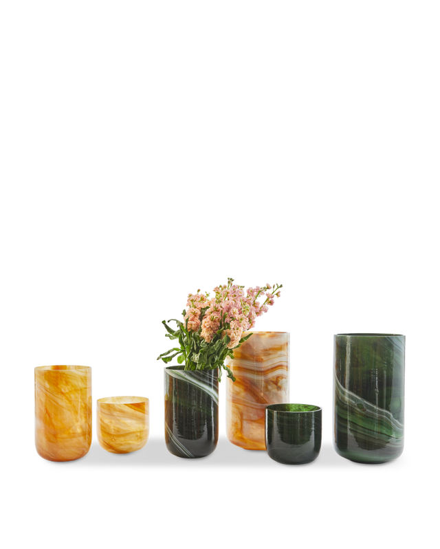 vase marbled glass beige S, Beige, small