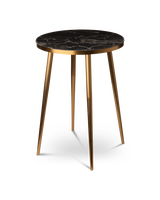 Side table marble look white gold feet, Black, small