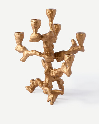 candle holder apple tree gold S, Gold, medium