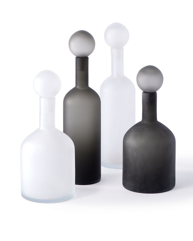 bubbles & bottles matt black and white set 4, Black, large