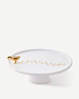 plate walking duck white/gold, Gold, small