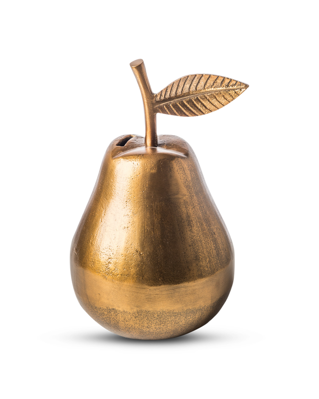 Moneybox pear gold, Gold, large