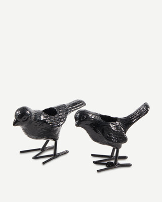 candle holder flock of birds black set 2, Black, medium