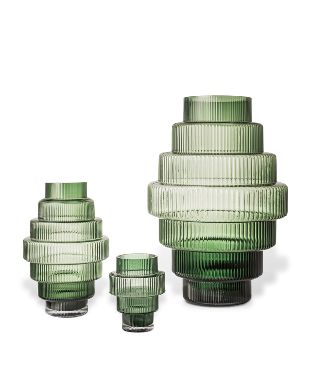 Vase Steps green small, Dark green, large