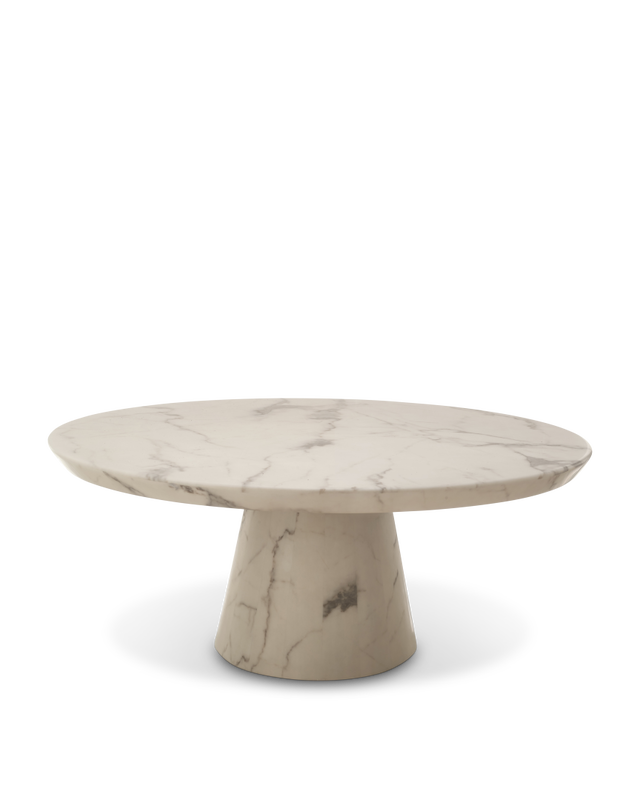 Coffee table disc marble look white, White, large