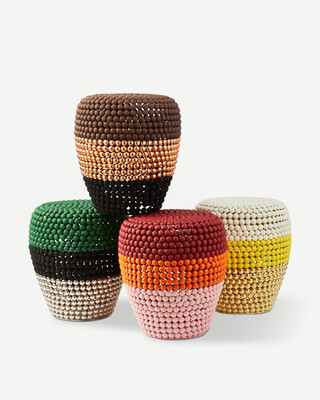 dot stool striped red combi, Coral red, medium