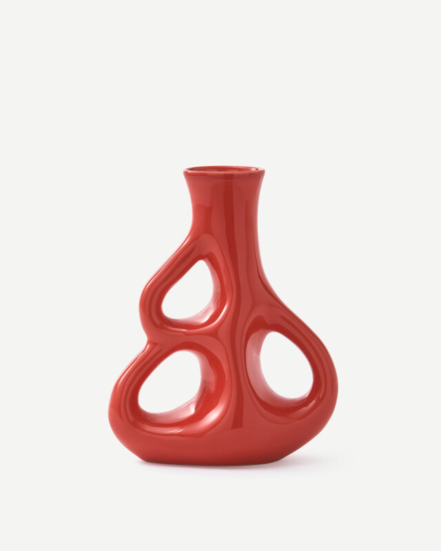 vase three ears yellow S / H21 cm, Coral red, pdp