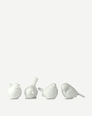 Unglazed Porcelain Sparrows set of 4