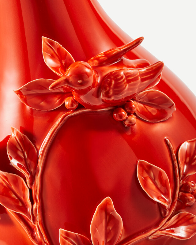 vase 3D birds orange, Orange, pdp