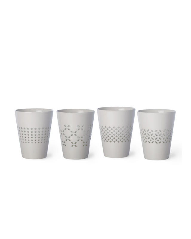 Cups pierced set 4, White, large