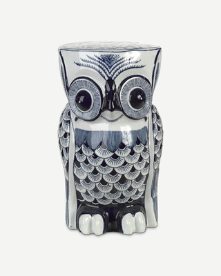 side table owl flower blue, Dark blue, medium