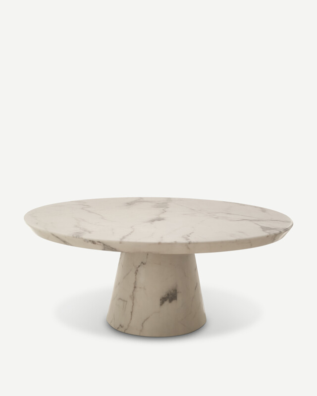 Coffee table disc marble look white, White, pdp