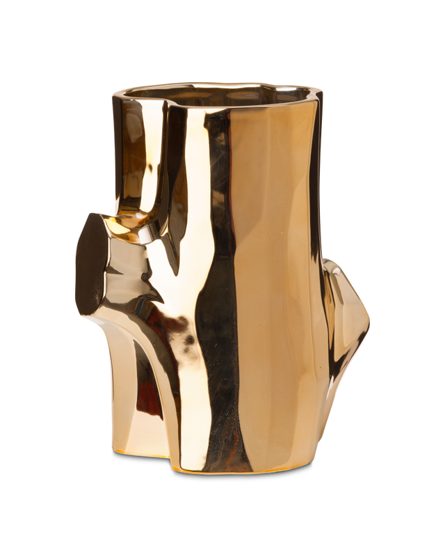 Vase Log gold S, Gold, large