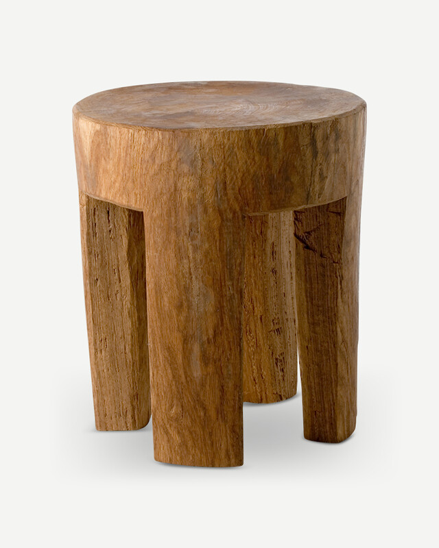 Stool round 4 square legs, Cognac, pdp
