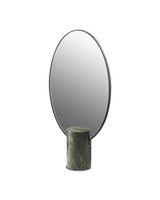 Mirror Oval marble white, Dark green, small