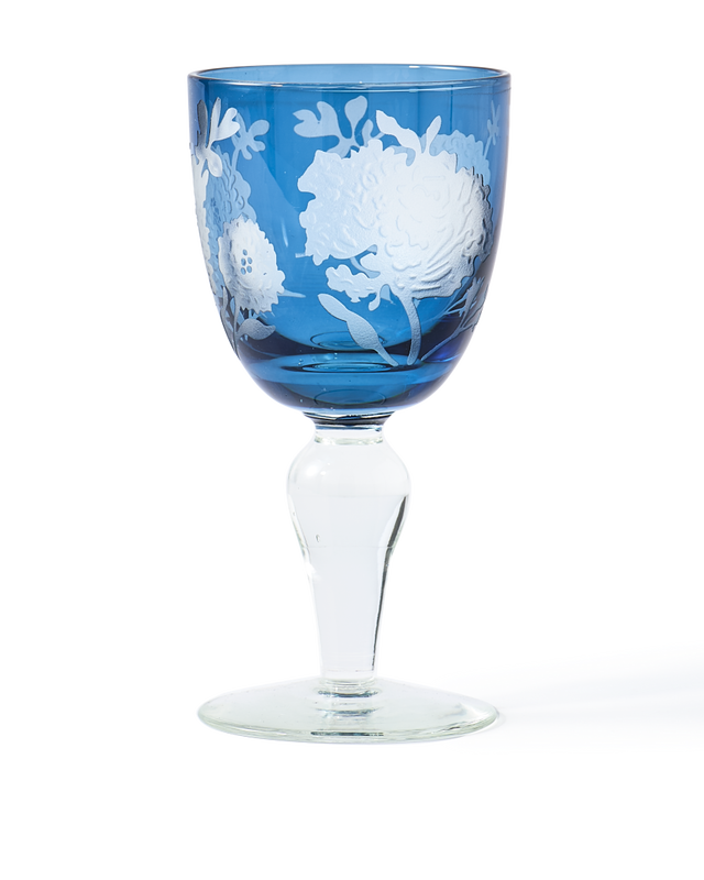 Wine glass peony multicolour set 6, Multi-colour, large