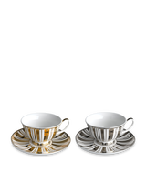 Tea set stripes gold + silver set 4, Multi-colour, small