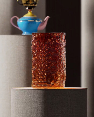 vase relief round pink, Light Pink, medium