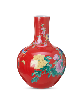 Ball body vase red, Coral red, medium
