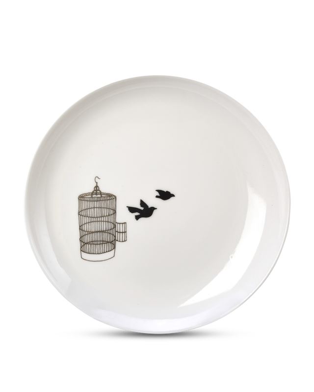 Side plate Freedom birds set 4, White, large