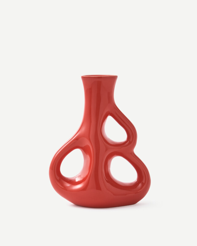 vase three ears yellow S / H21 cm, Coral red, pdp